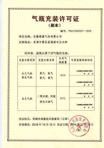 瓶充裝許可證